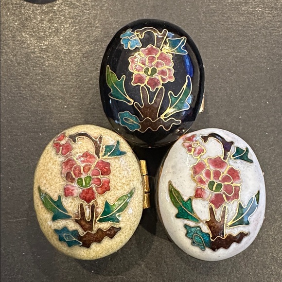 Vintage Small OVAL Cloisonné Pill Box - Picture 2 of 9